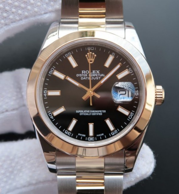 Rolex Date Just II 41mm SS/YG Black Dial Lumed Marker SS/YG Bracelet A2824