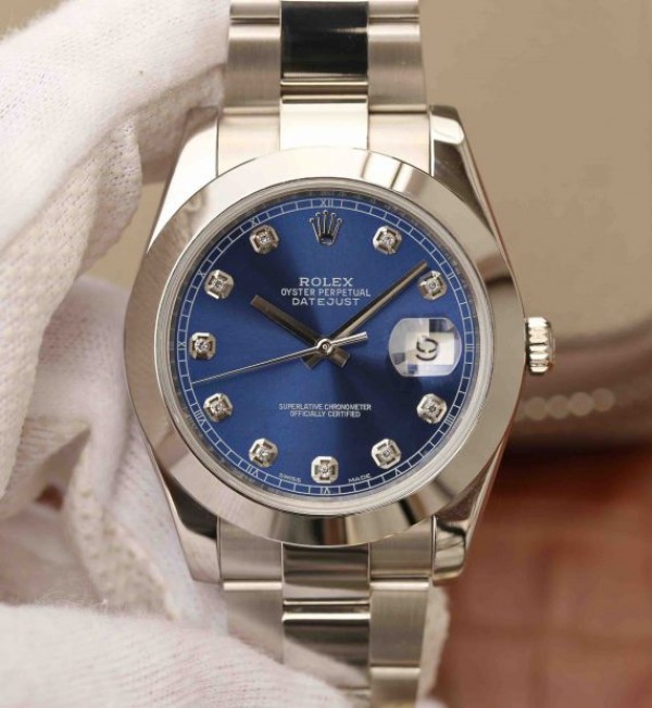 Rolex DateJust 41mm 126300 Noob Blue Dial Diamonds Markers SS Oyster Bracelet A3235