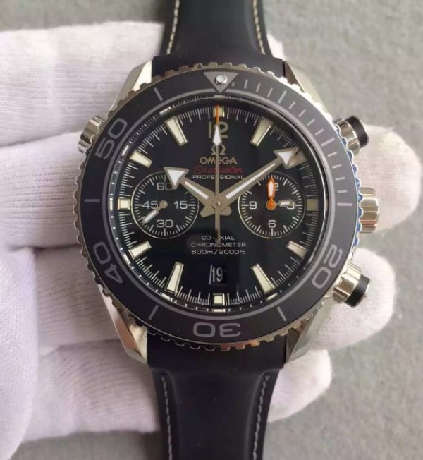 Omega Seamaster Professional Chrono Black Ceramic Black Dial Rubber Strap A9300