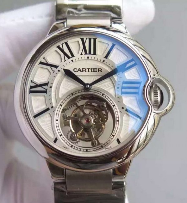 Cartier Ballon Bleu Tourbillon 46MM White Dial SS Bracelet