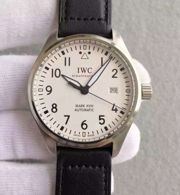 IWC MKF Mark XVIII IW327002 White Dial Leather Strap A2892