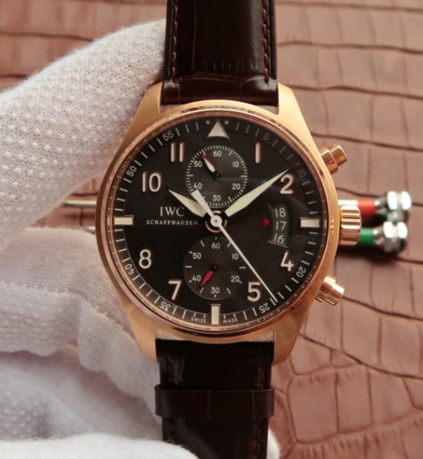 IWC ZF Pilot Chrono RG IW387803 Leather Strap A7750