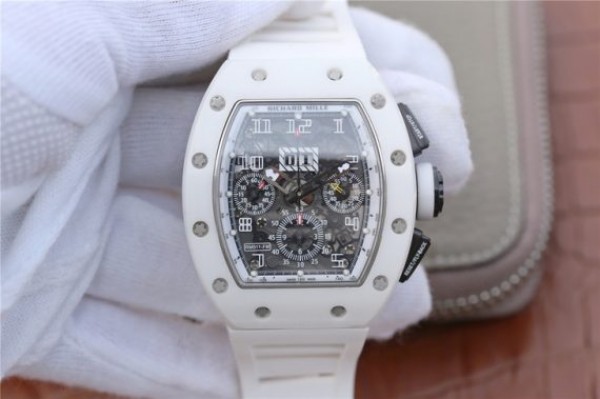 Richard Mille RM011 White Ceramic Felipe Massa White Inner Bezel White Rubber Strap A7750