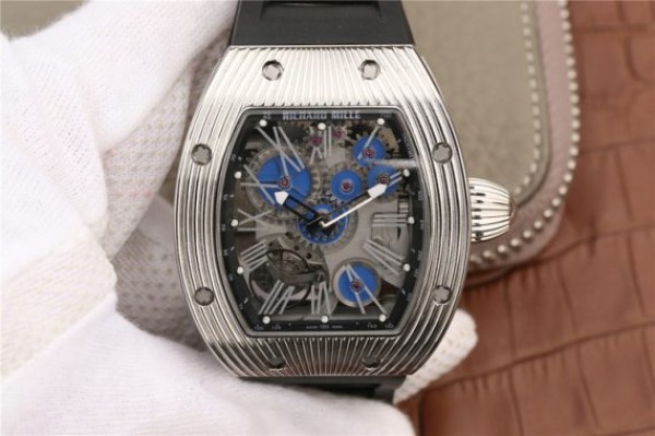 Richard Mille RM018 Hommage a Boucheron SS Yellow Skeleton Dial Blue Rubber Strap 6T51