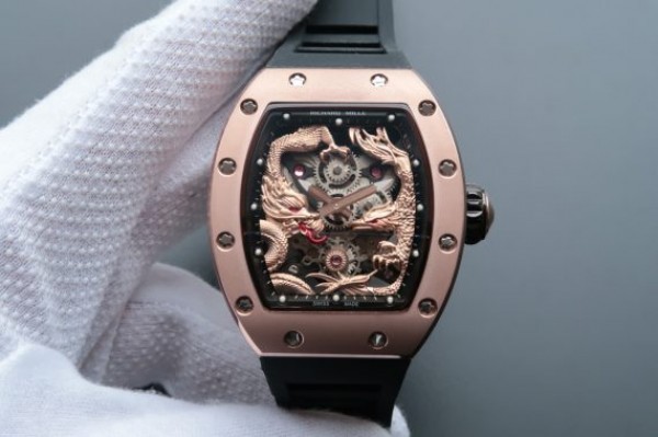 Richard Mille RM057 Dragon Phoenix RG Case RG Dragon Dial Black Rubber Strap