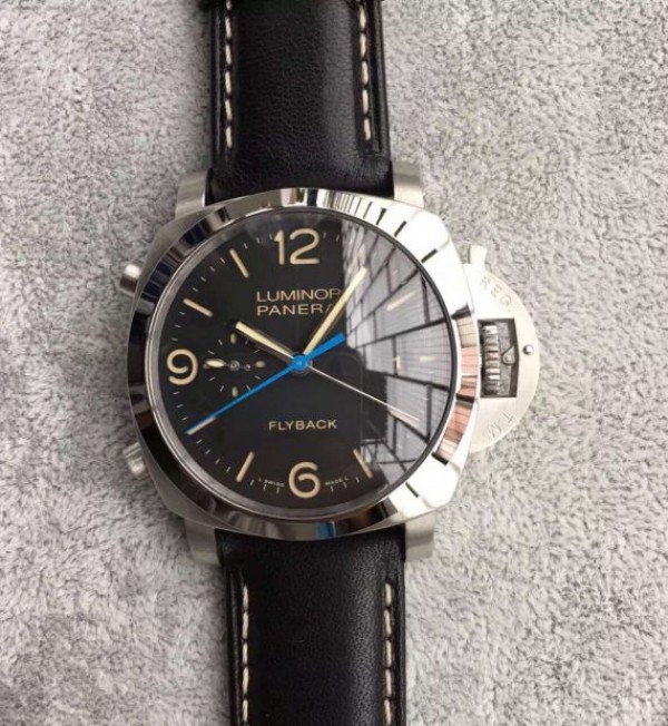 Panerai XF PAM524 Fake Flyback Black Dial Leather Strap P.9100