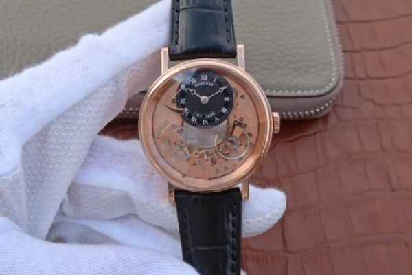 Breguet Tradition 7057BR/R9/9W6 RG SF Rose Gold Skeleton Dial Black Leather Strap A507