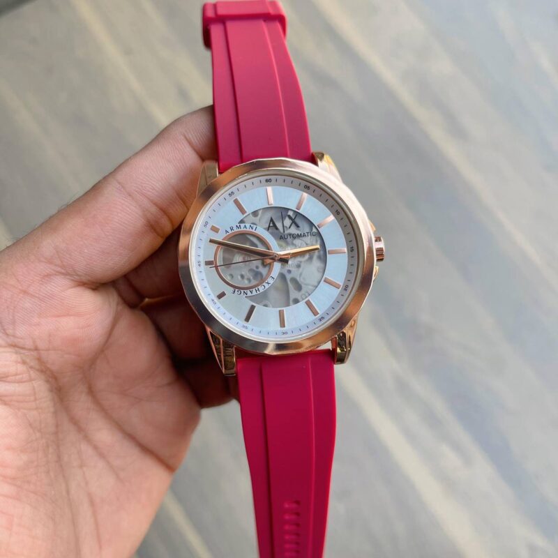 Armani Exchange Skeleton Rose Gold White Dial - gallery