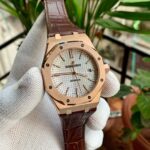 Audemars Piguet Royal Oak Leather Rosegold White Dial - gallery