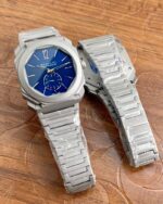 Bvlgari Octagonal Grey Blue Dial Chronograph - gallery