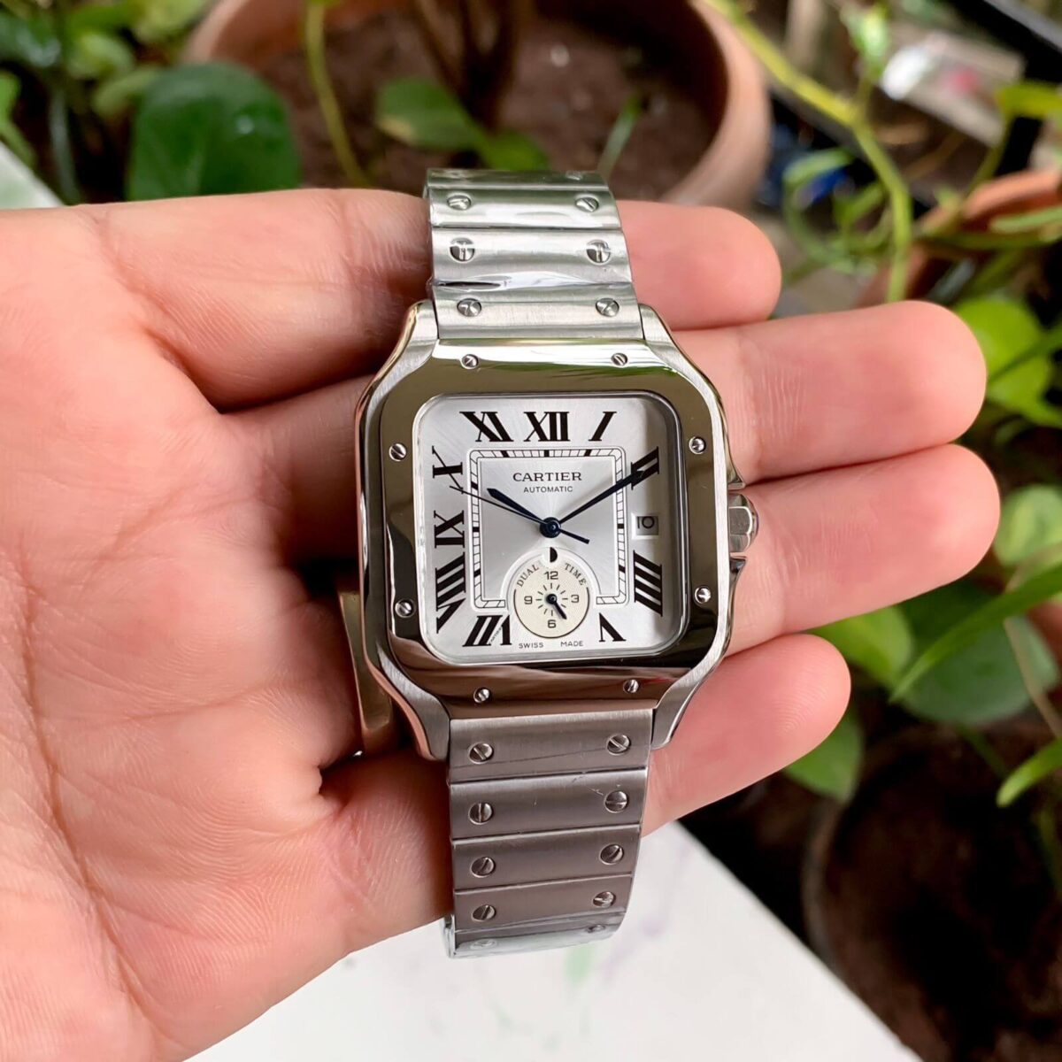 Cartier De Santos Dual Time White Dial - gallery