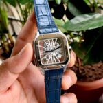 Cartier D’Santos Skeleton Silver Blue Leather - gallery