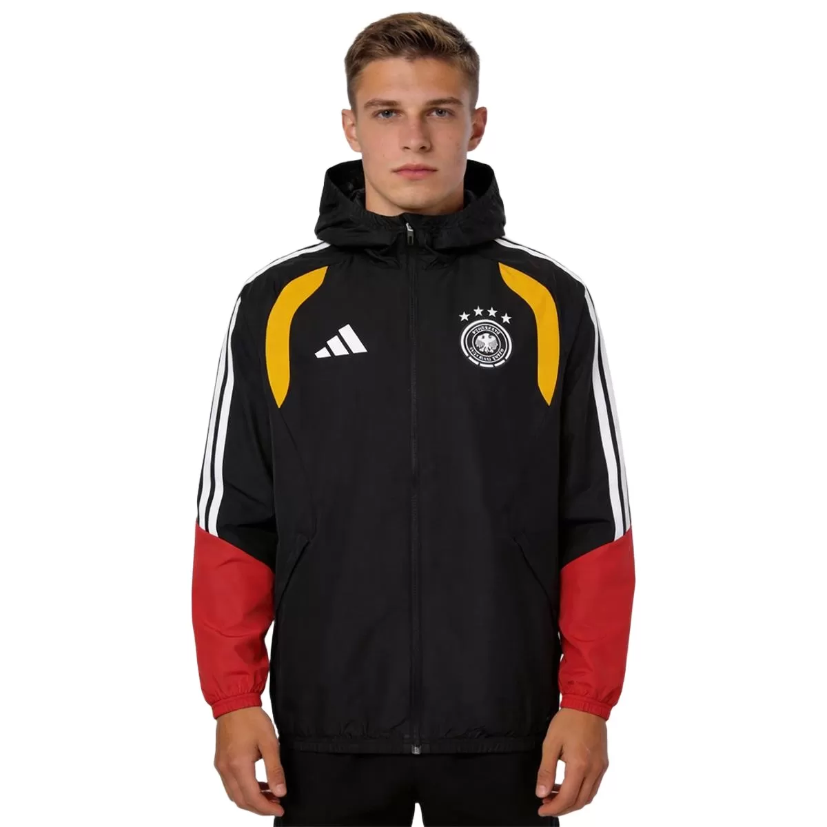 2026 Germany Windbreaker Hoodie Jacket Red&Black - view 3