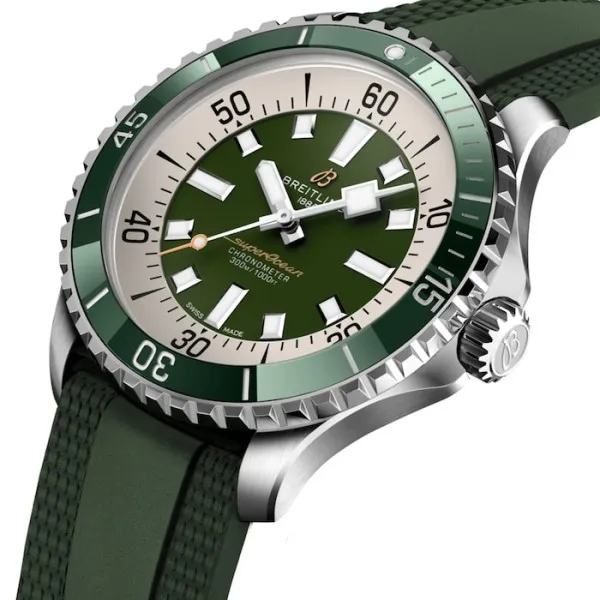 Breitling Superocean Men Automatic Green Rubber Watch A17376A31L1S1 - gallery