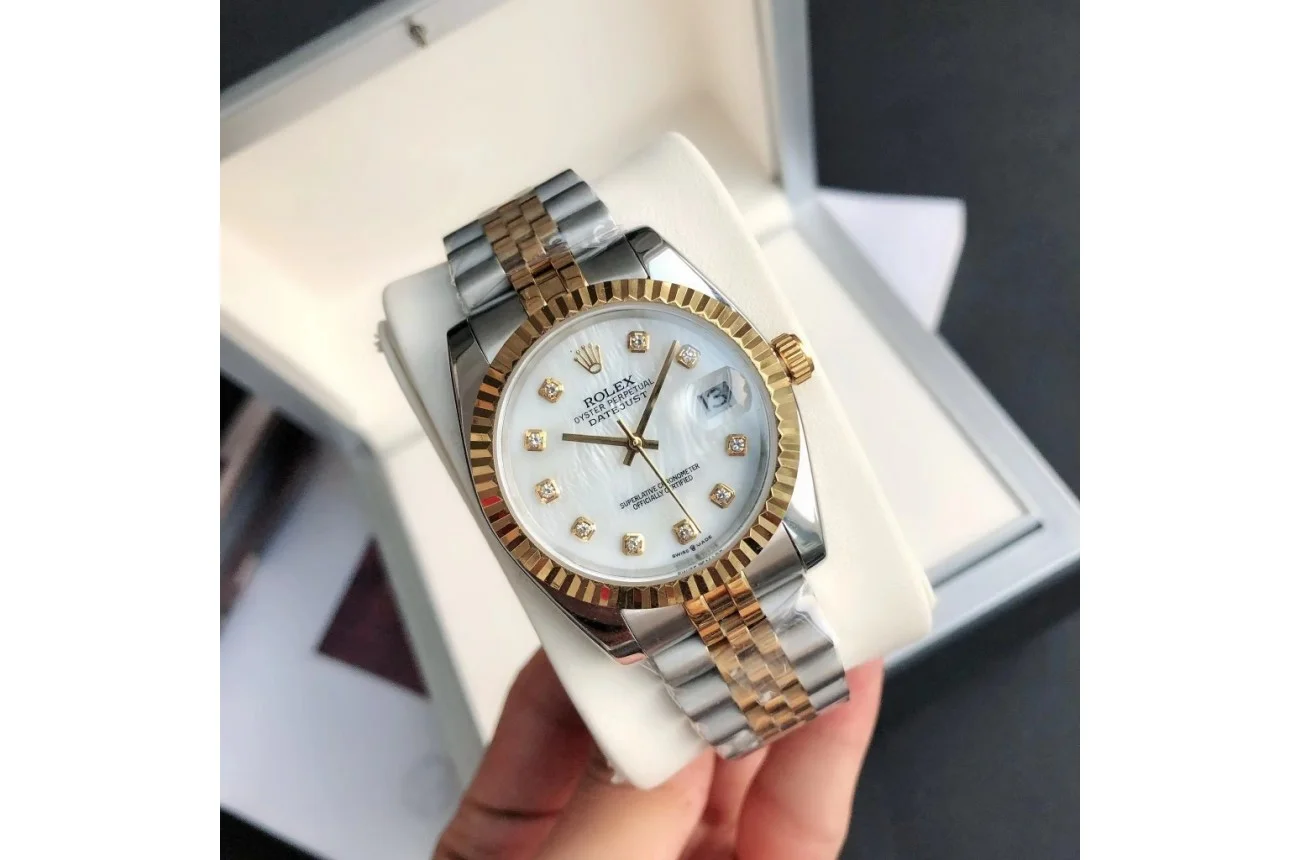 Couple Watches Rolex Datejust 36/28mm RG/SS Jub White/Dial - gallery