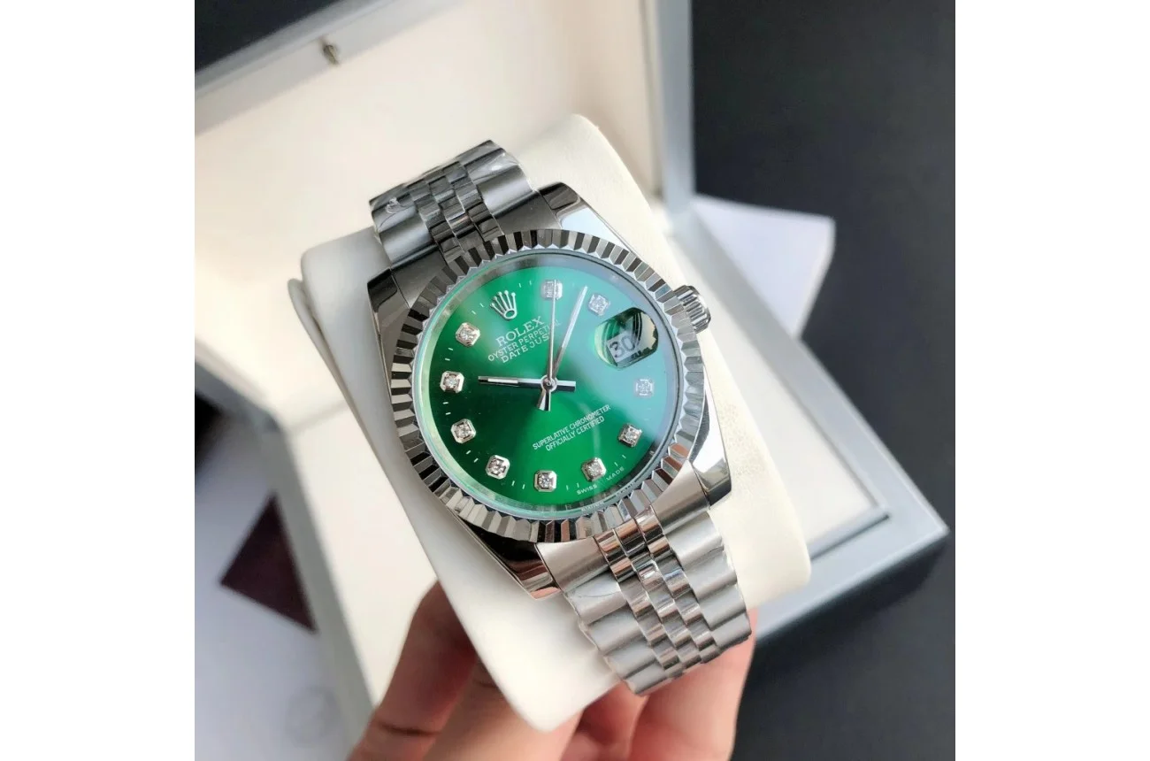 Couple Watches Rolex Datejust 36/28mm SS/SS Jub Green/Dia - gallery