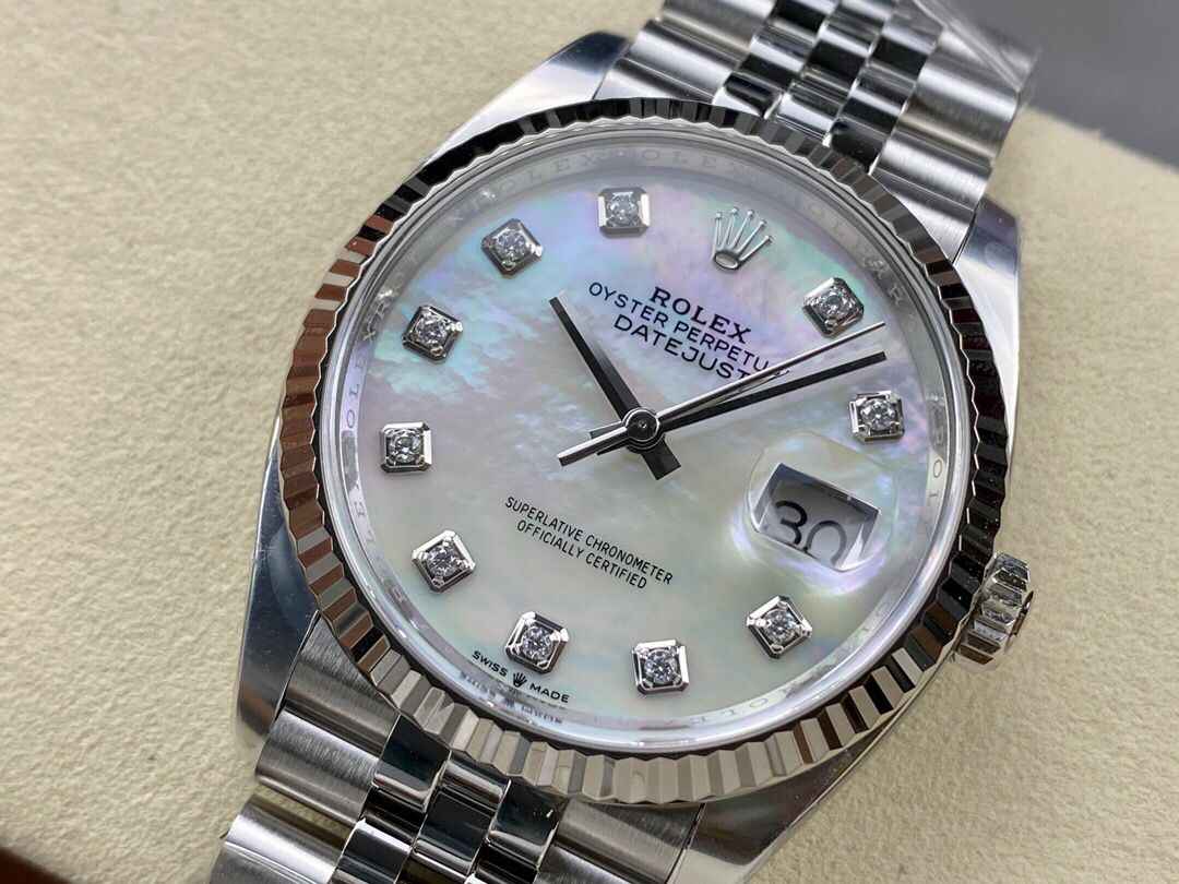 Rolex Datejust Super Clone 36mm Mother of Pearl White Dial 116244 - gallery