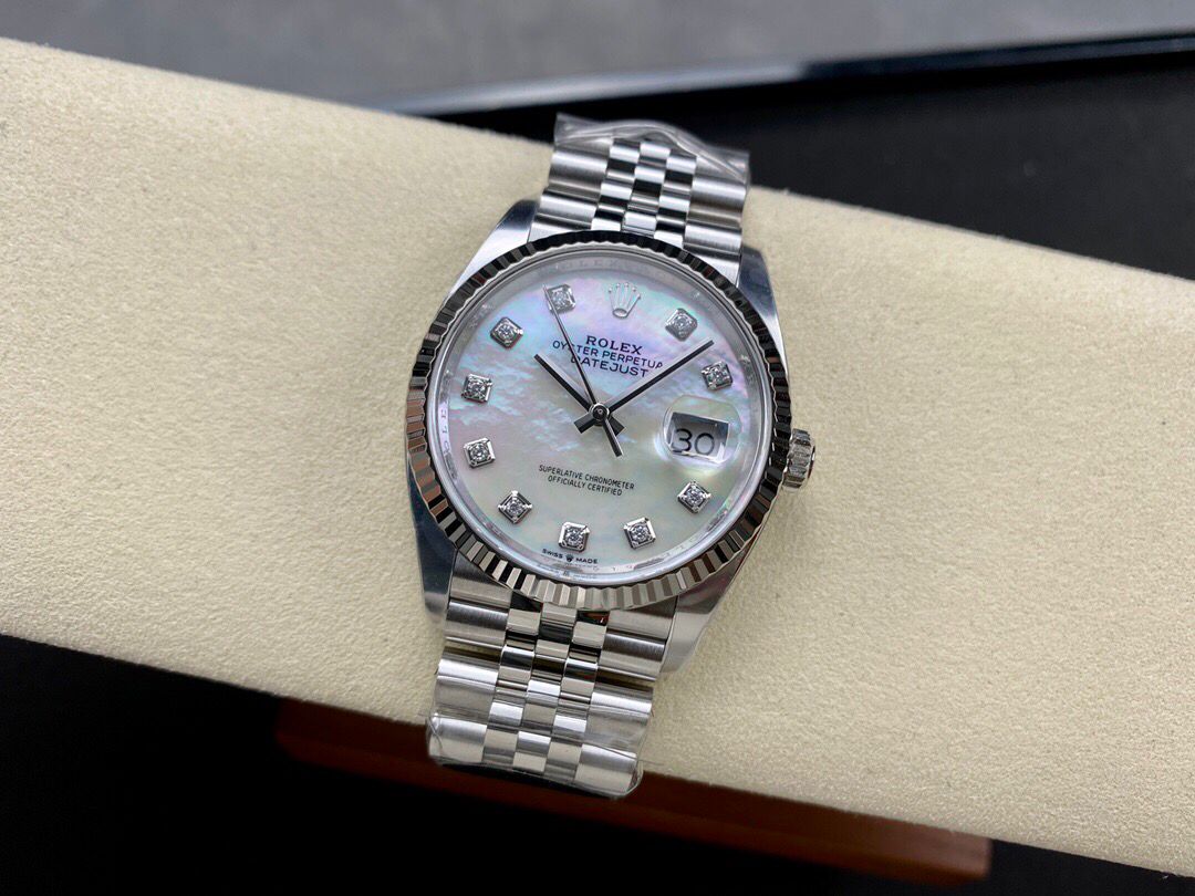Rolex Datejust Super Clone 36mm Mother of Pearl White Dial 116244 - gallery