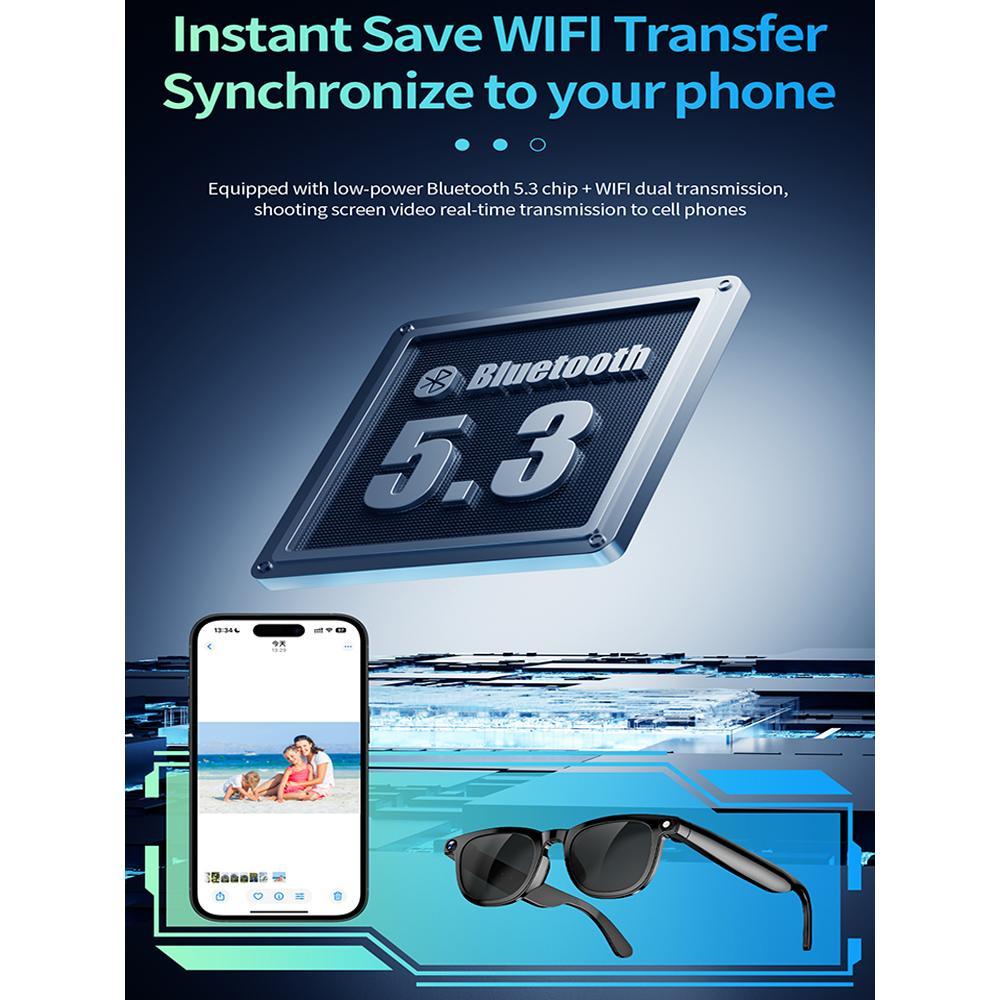 AI Smart Glasses 800W Ultra Clear Camera Shootingand Recording Touch Sport Smart Sunglasses Bluetooth Call Video Music Player Phone Wearable Gradient Lenses