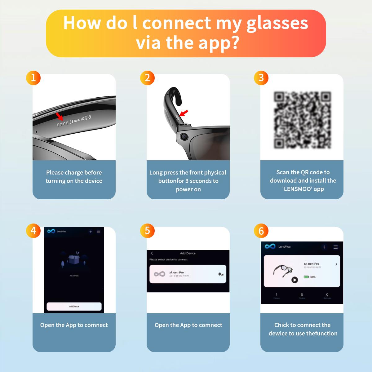 New Smart Glasses Voice Assistant BT Call AI Translation HIFI Headphones HD Anti-shake Camera Lenses Fashion Anti-UV Sunglasses Bluetooth Local Wearable White