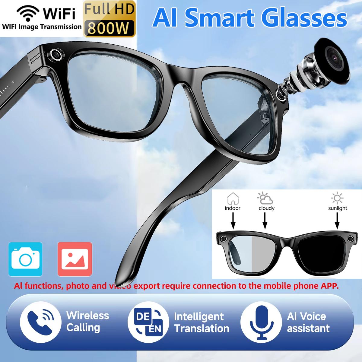 2025 New Upgrade Smart Glasses With Camera Video Recording AI Photo Recognition Bluetooth Call Translation Voice Sunglasses Men Dustproof Memory Phone Portable Wearable Change Color Lens - Image 2