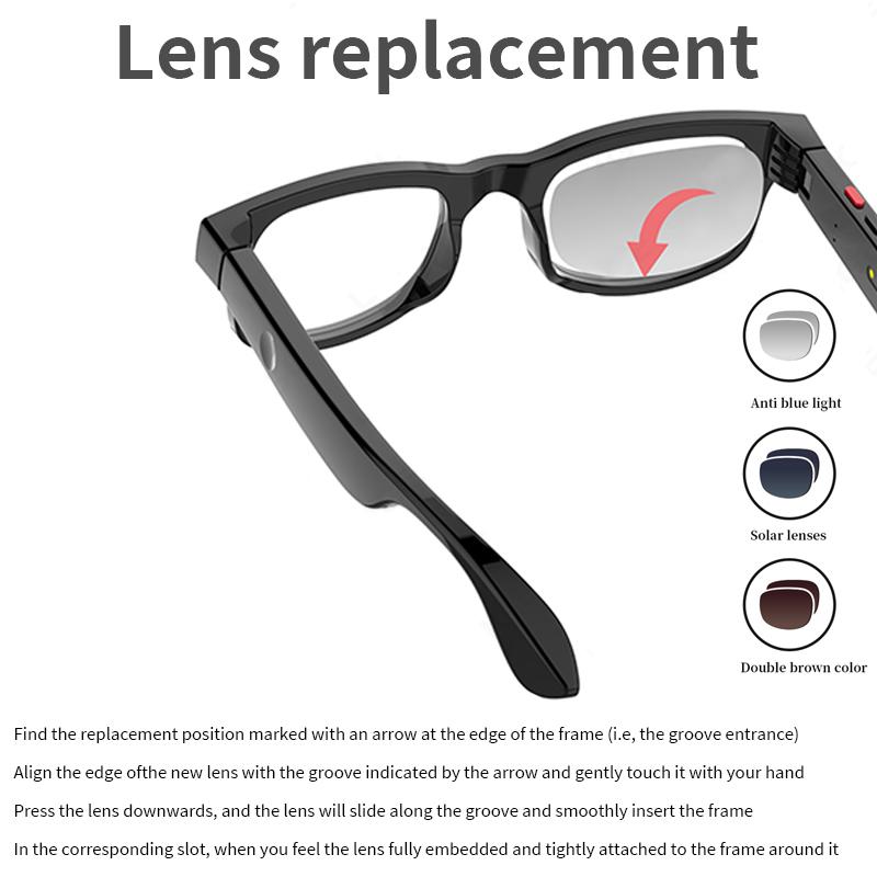 500W AI Smart Camera Sunglasses 3 in 1 Lens Translate Smart Glasses Voice Call Video Recording Anti-blue Light Bluetooth Glasses Wireless Button Device Local Magnetic Wearable - Image 5