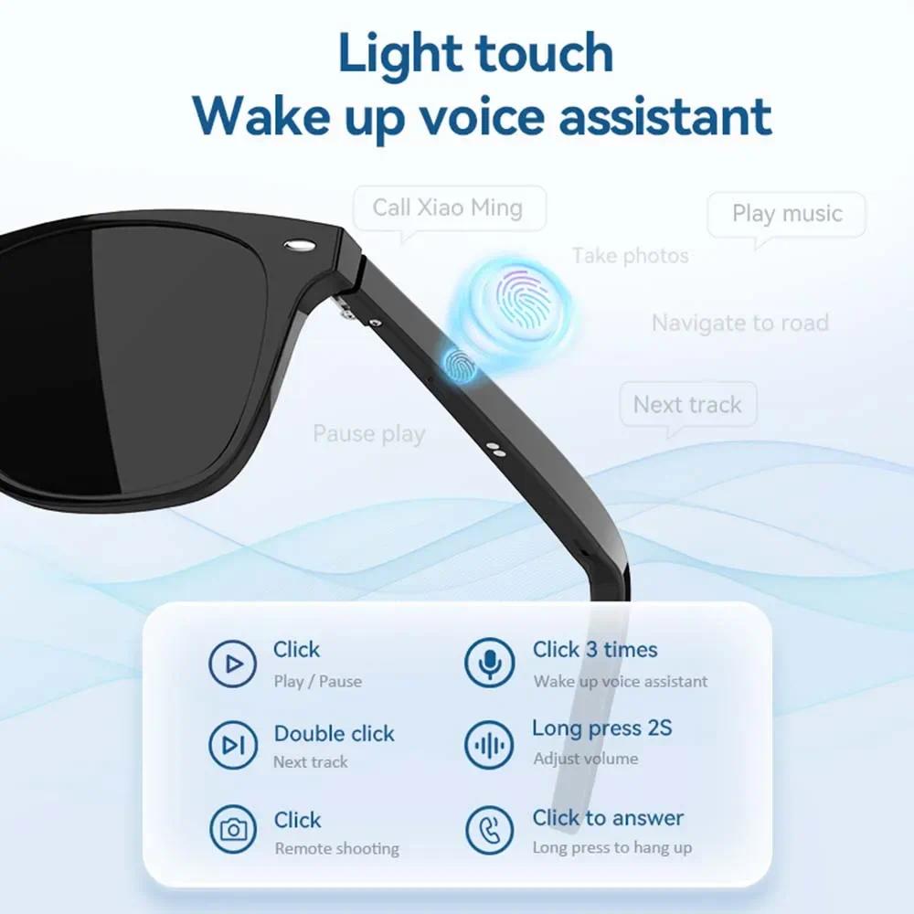 New G05-C smart glasses bluetooth call stereo music hands-free anti-blue light smart sunglasses sports glasses Wearable C-Black - Image 5