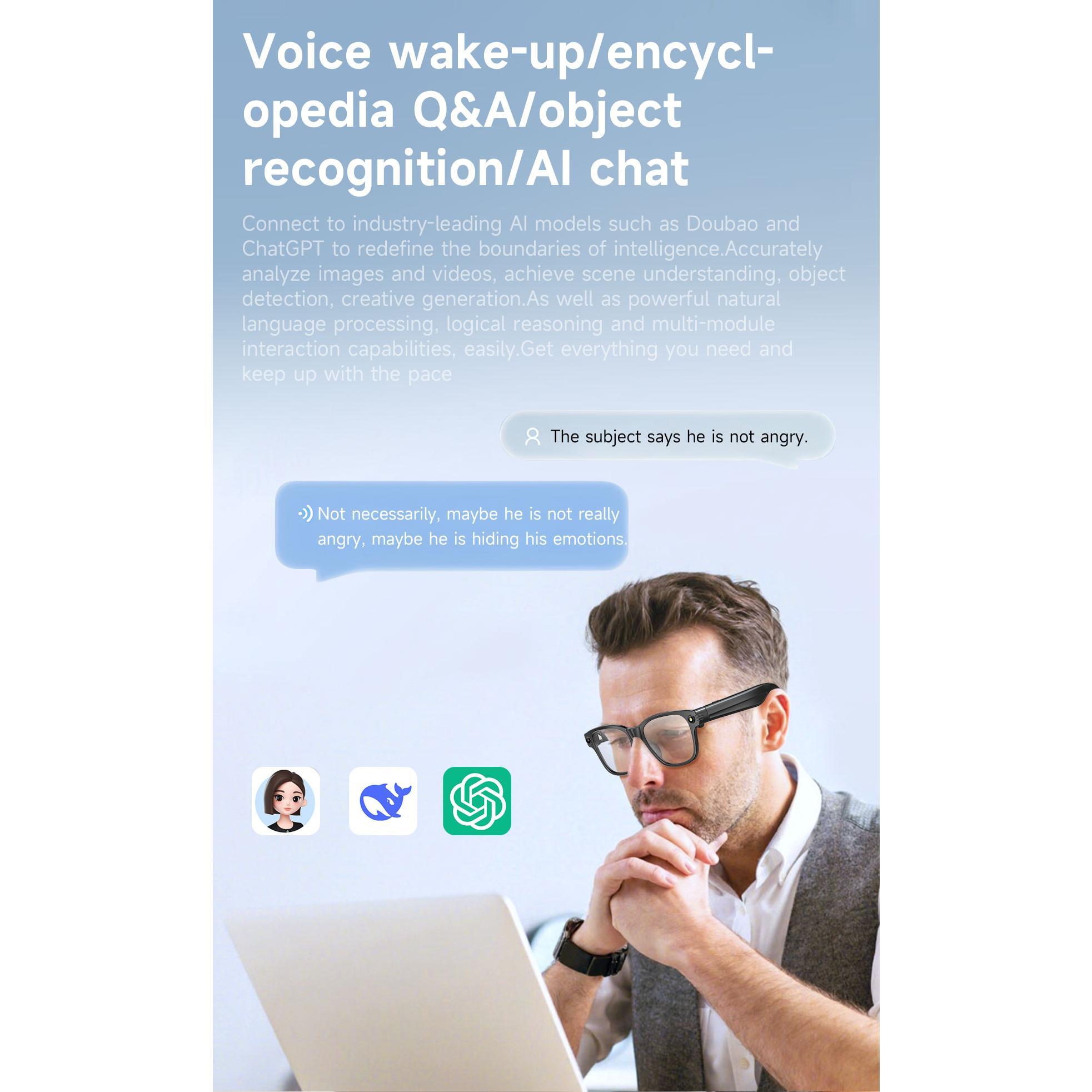 Smart Glasses Take Photo Video Record Real-time Translation Bluetooth Call Glasses Voice Assistant Music Playback Sunglasses Android Magnetic Wearable Transparent - Image 5