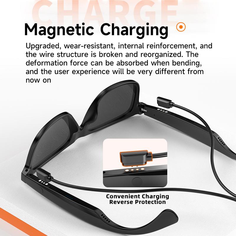 New smart glasses, support voice call, listen to music, touch operation, fashion wear, sunglasses lenses eye protection Wearable Black