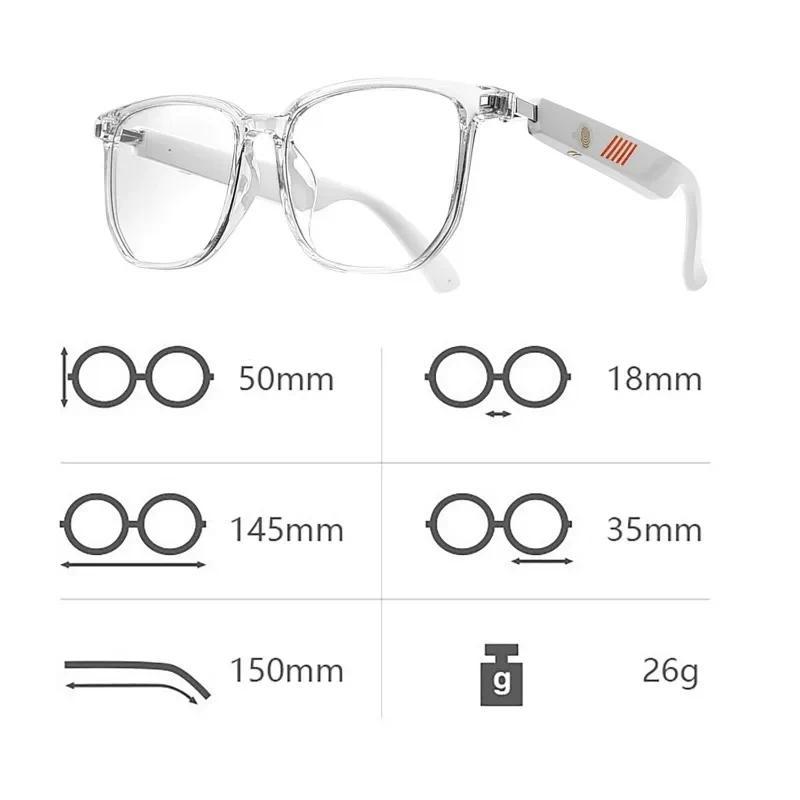 MZ06 Smart Glasses Bluetooth5.3 Wireless Call Music Playback Earphone Anti Blue Light UV Protection Sunglasses for Men Women Magnetic Wearable