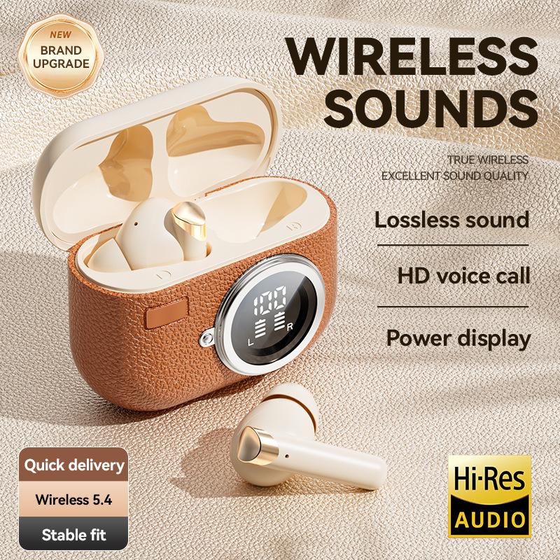 M88 Retro Style Leather Texture Bluetooth Earphones Sport Music Wireless Bluetooth ANC Noise Reduction Long Battery Life Headset Audio Electronic - Image 5