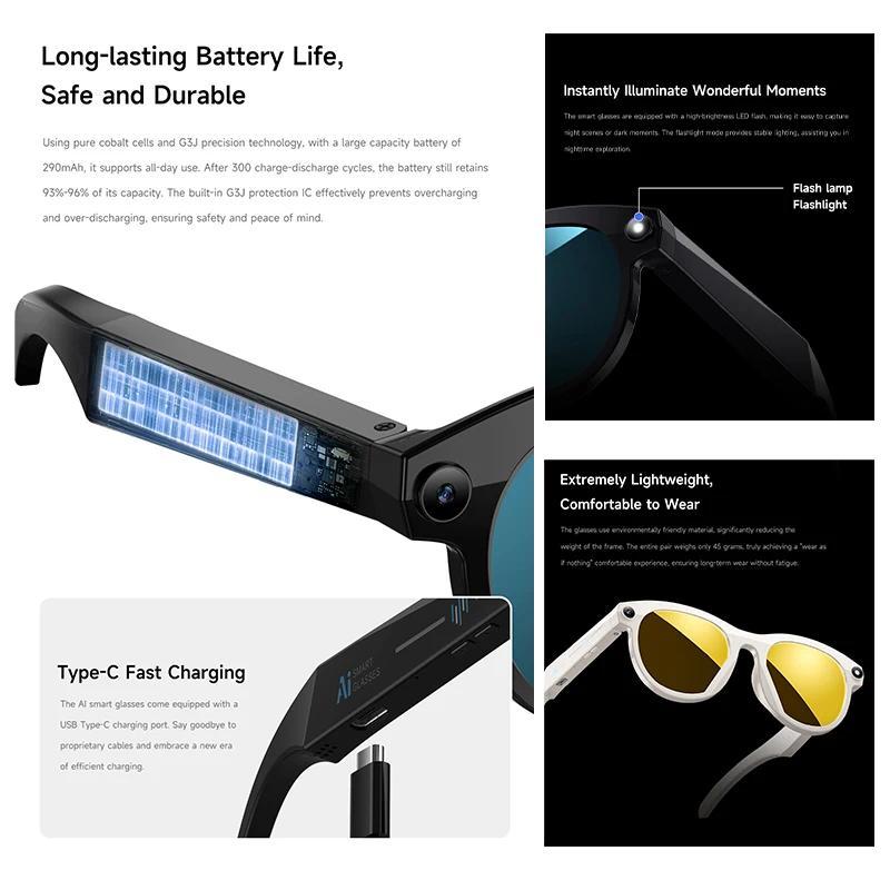 AI Smart Glasses HD Camera 200w Pixel Video Recording  Bluetooth Call Flashlight Waterproof Intelligent Recognition Smart Glasse - Image 4