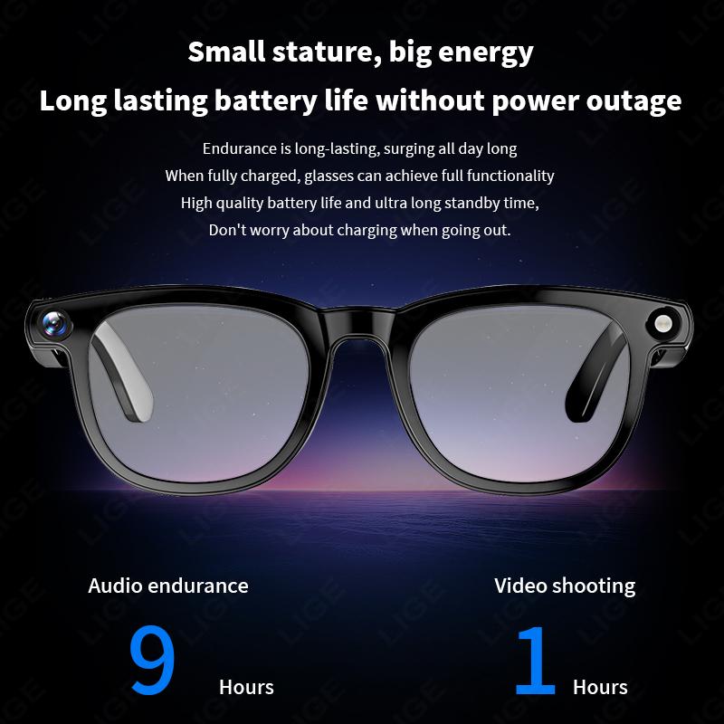 LIGE AI 800W Camera Smart Glasses 1080P HD Video Recording Translation Object Recognition Bluetooth Call Music Sunglasses Lenses - Image 5