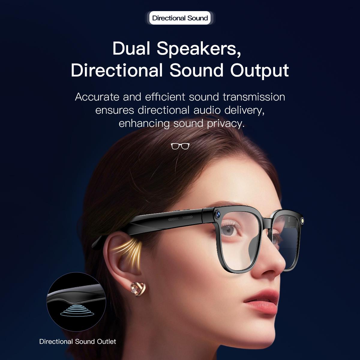 Smart AI glasses with an 8MP camera, video recording, GPT chat, music playback, compatible with headphones and Bluetooth, suitable for both men and women, includes fashionable spare frames, 2025 model