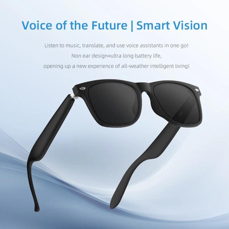 Business AI Glasses Translator Bluetooth Headphones Anti-Blue Light Sunglasses Hi-Fi Audio Earbuds Real-Time Translation Headset