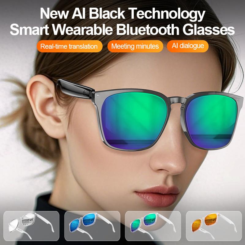 AI Smart Glasses Trendy Sunglasses For Women Noise Cancelling Wireless Bluetooth Call Smart Touch Meeting Translation Glasses