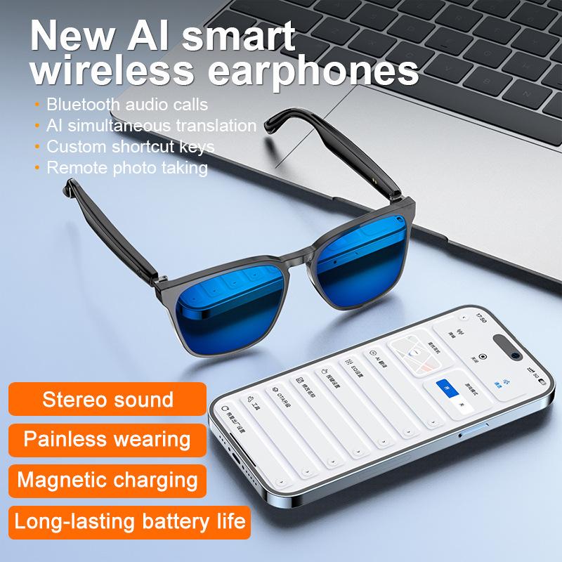 AI Smart Glasses Trendy Sunglasses For Women Noise Cancelling Wireless Bluetooth Call Smart Touch Meeting Translation Glasses