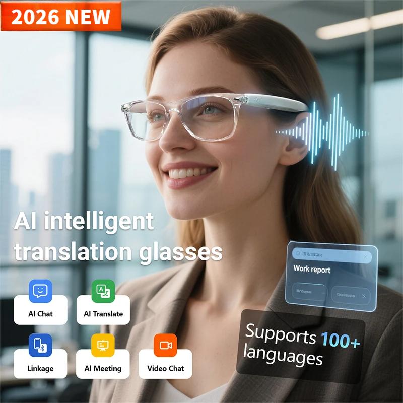 Discover the Revolutionary Features of Smart glasses, 2026 collection, AI translation, supports over 100 languages, answers calls, plays music, noise reduction, BT lighting, TWS glasses, suitable for men and women