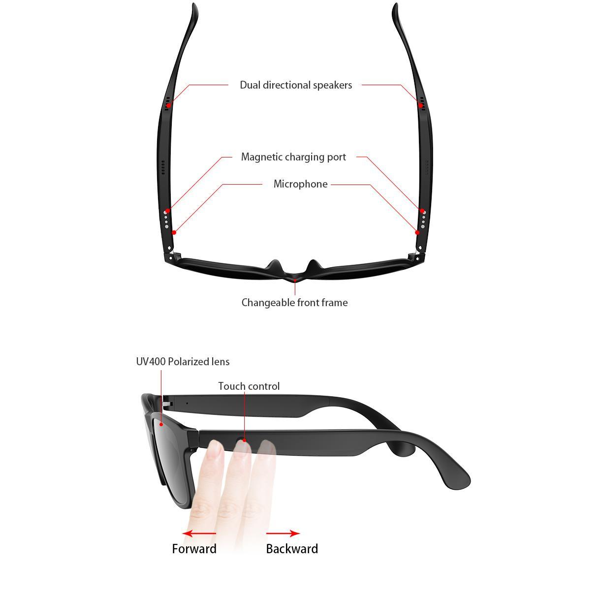 New Smart Glasses Wireless Bluetooth Hands-Free Talking Music Headset with Speaker Fashion Sunglasses Eyeglasses