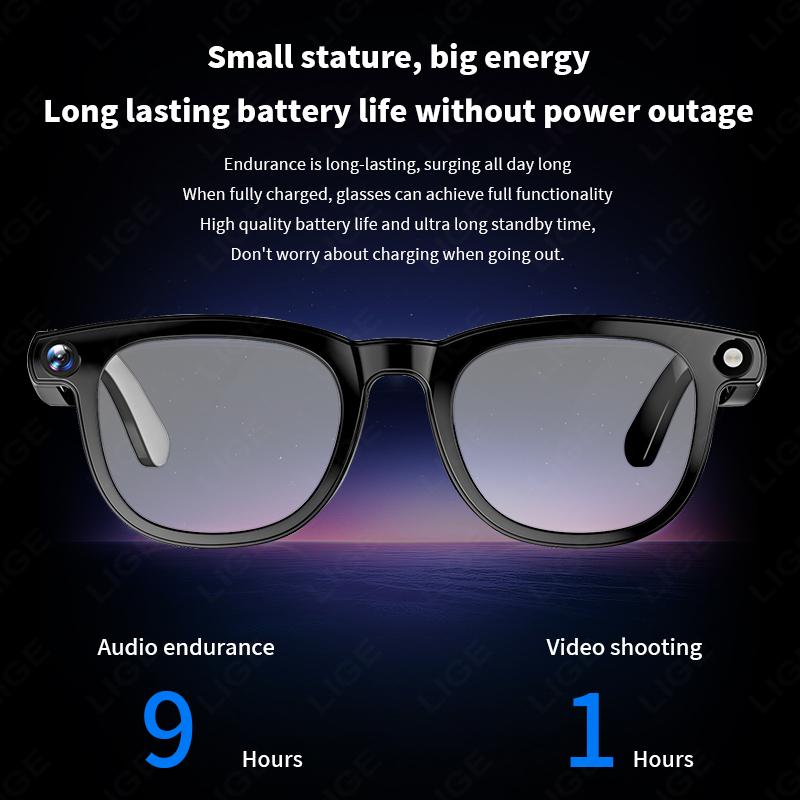 AI Smart Glasses with 8MP Camera Video Recording Eyeglass Languages Translation Sunglasses Bluetooth Call Music Player Men Women