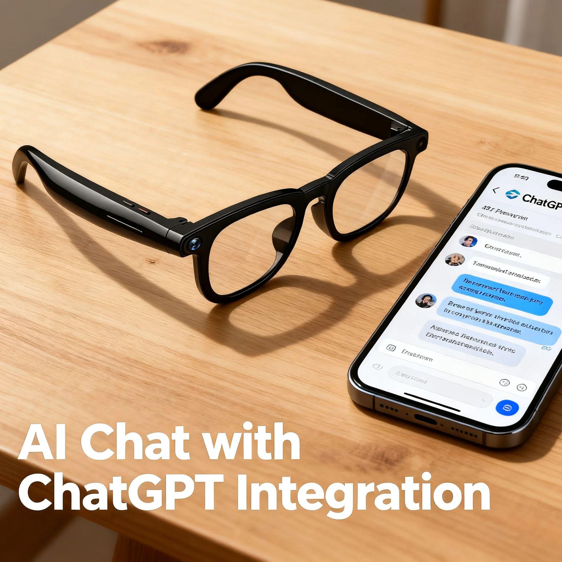Smart Glasses, AI V3, with 8MP Camera, Compatible with ChatGPT  
Features: Bluetooth Calls, Voice Assistant, Video Recording, Music Player
