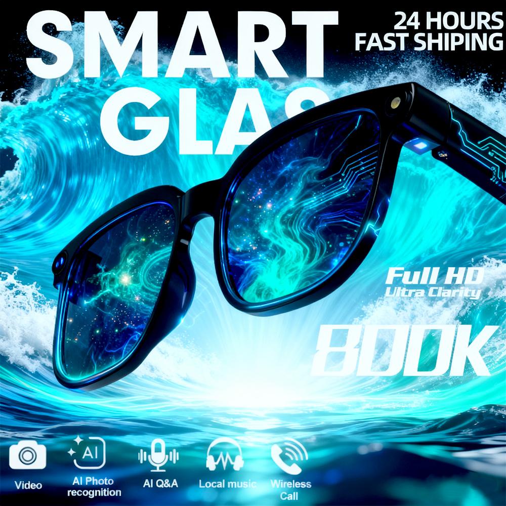 800W With Camera Smart Glasses Woman Video Recording AI Photo Recognition Eyewear Earphone Call Translation Voice Sunglasses Men