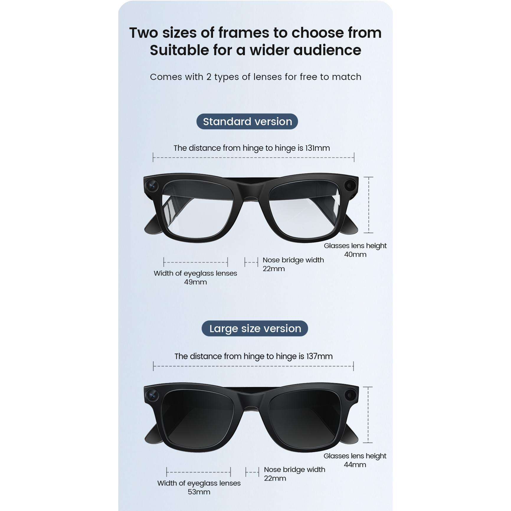 Smart AI Glasses Real Time Translation 800W Stalbe Shooting HD Camera Photo Video Voice Recording Call E02 Headset Sunglasses