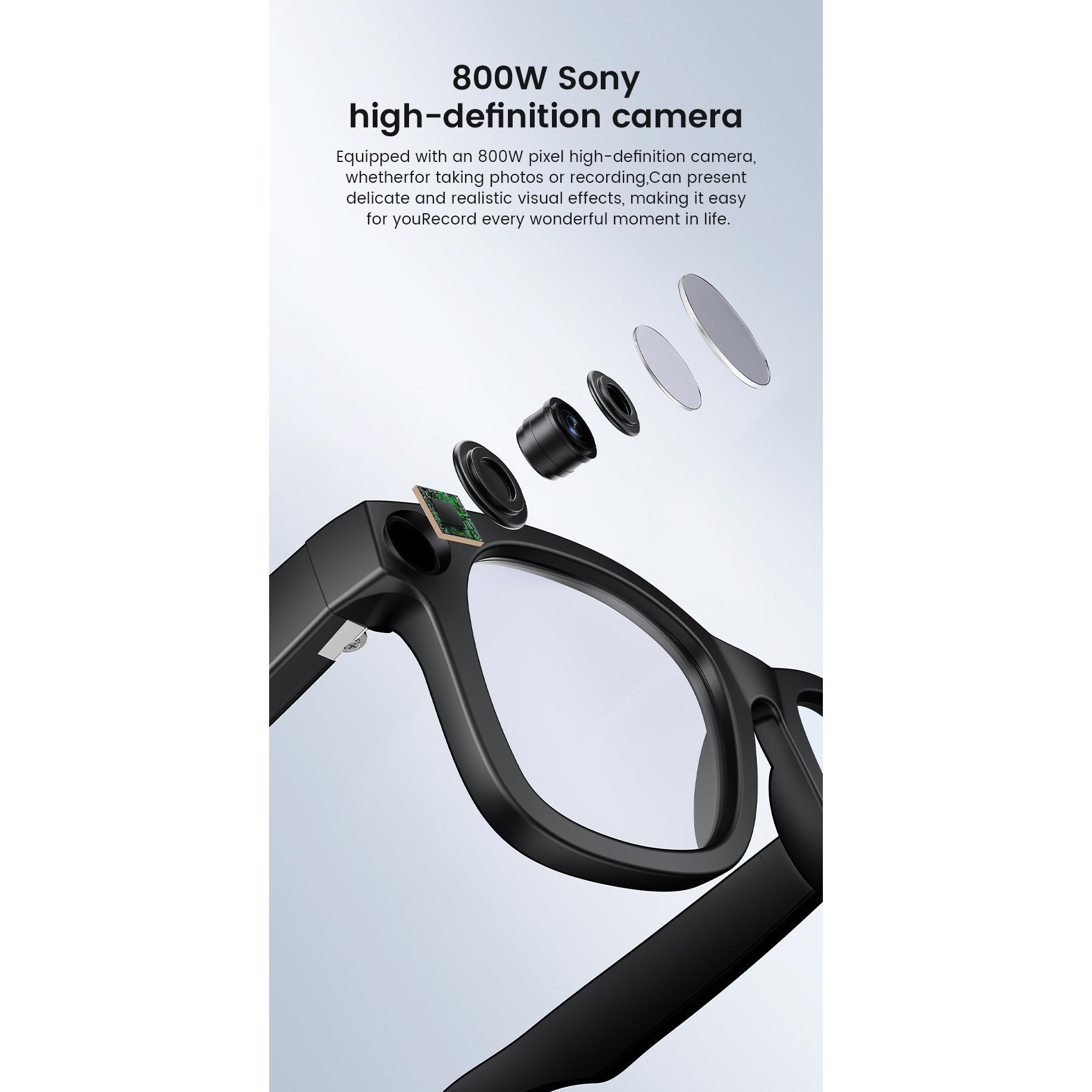 Smart AI Glasses E02L Real Time Translation 800W Stalbe Shooting HD Camera Photo Video Voice Recording Call Headset Sunglasses