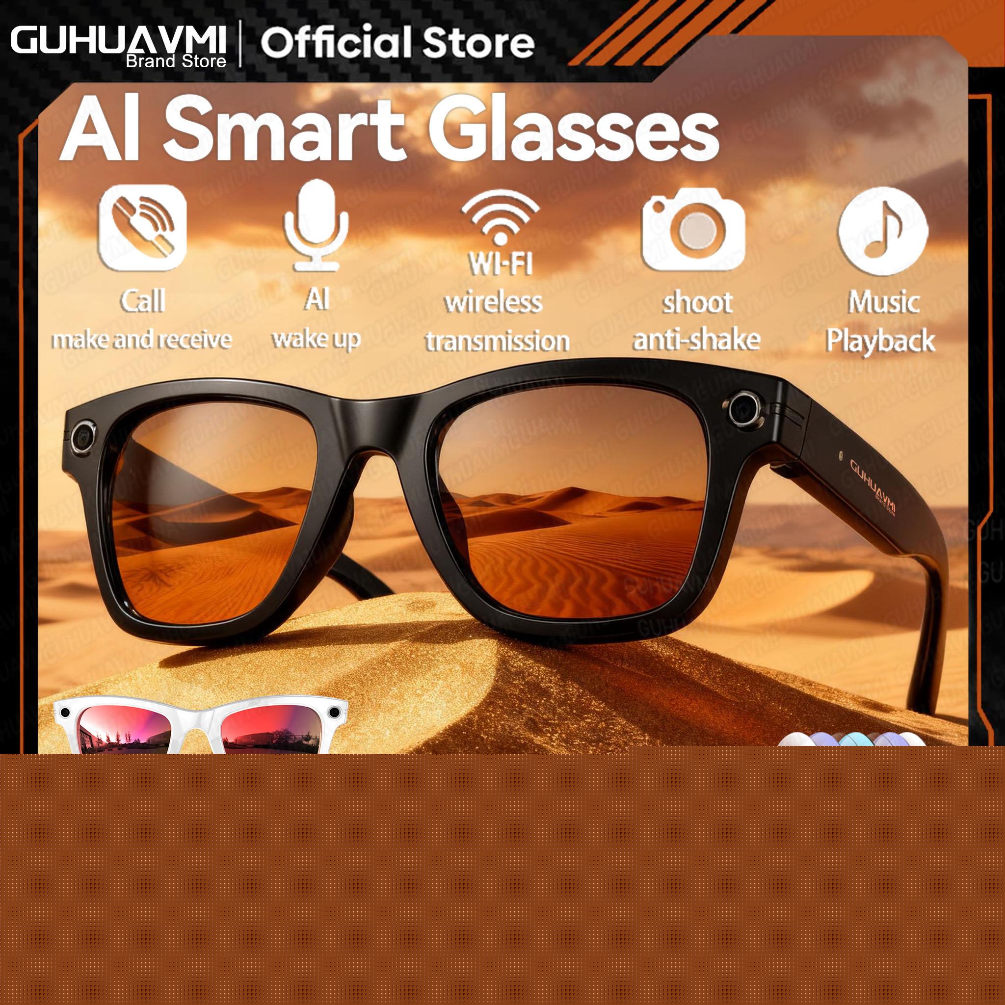 Smart glasses with Bluetooth voice interaction, camera, video recording, AI learning, image recognition, support for over 100 languages, translation, music playback, suitable for both men and women, year 2025