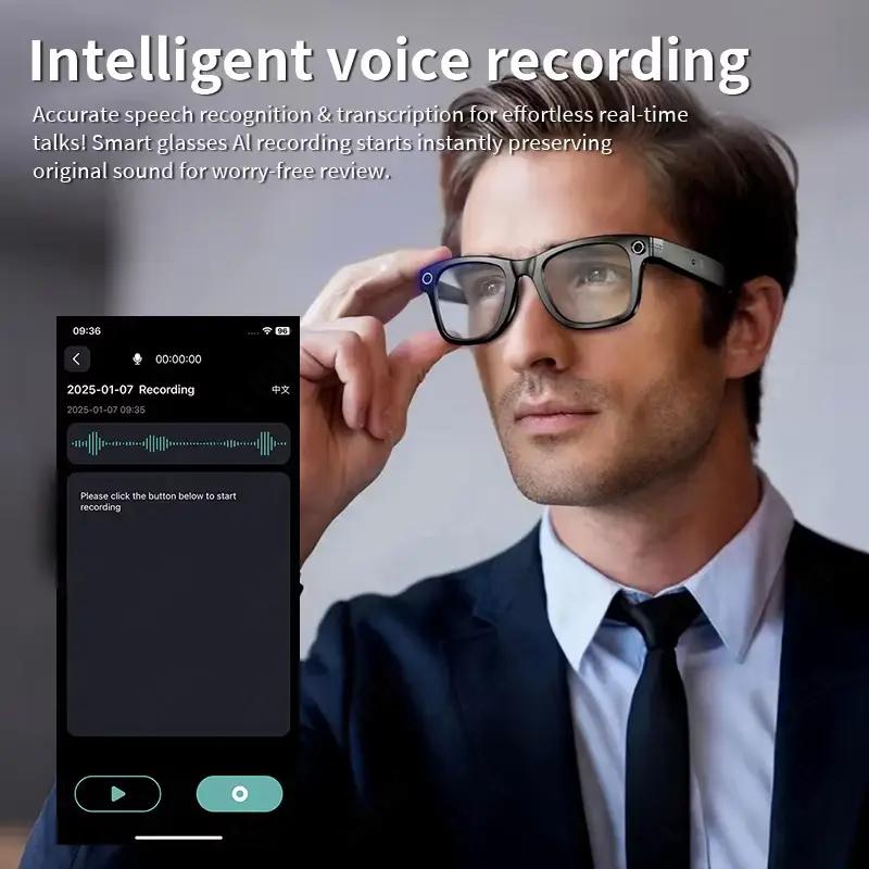 Smart Glasses with Interactive AI Translation, Smart Sunglasses, Bluetooth Calling, Music Playback, Ideal for Photography and Videos, Compatible with iOS, Release Date: 2025