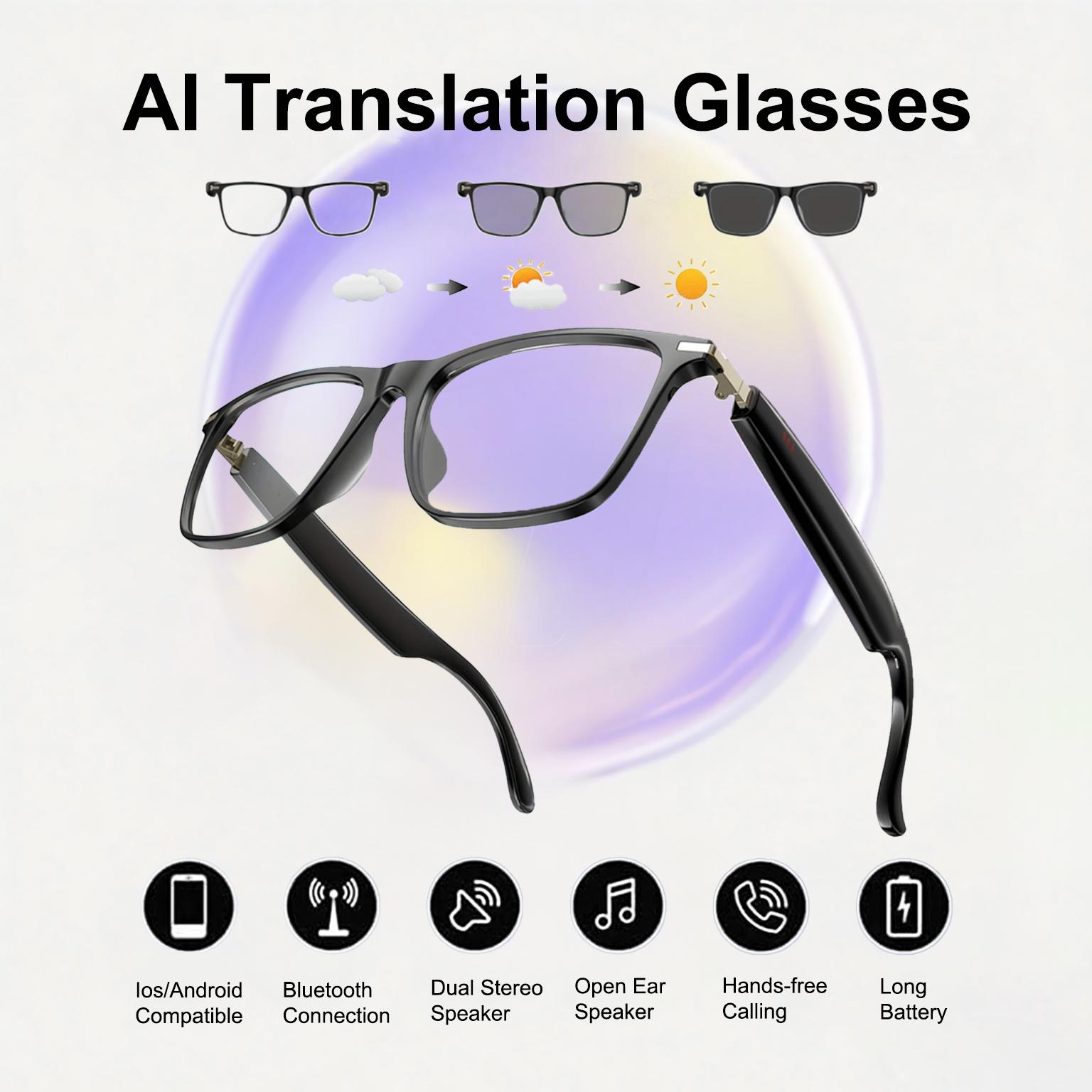 Discover the Revolutionary Features of AI Translation Smart Glasses with photochromic lenses, support 160+ languages real-time translation