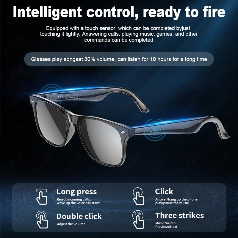 Discover the Revolutionary Features of LIGE Smart Glasses AI Intelligent Voice Video Real-time Translation Bluetooth Call Noise Reduction Glasses Sports Music Player