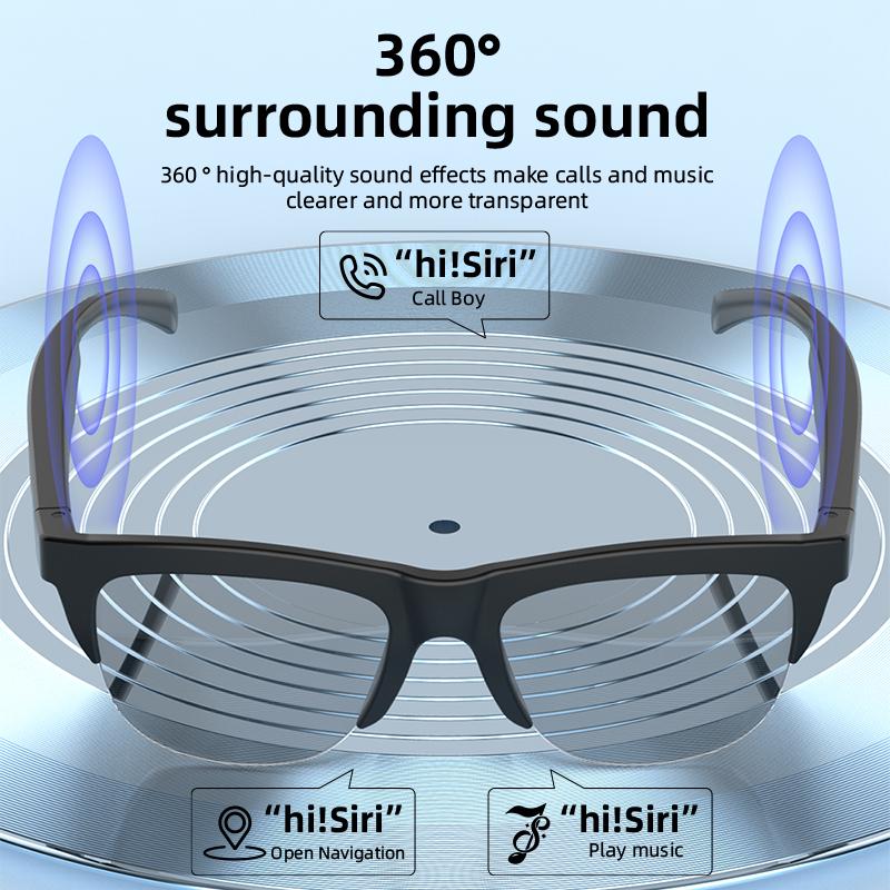 F02 Transparent Lens Bluetooth Audio Glasses | Open-Ear Speakers | Anti-Blue Light | Smart Touch Control | Office & Daily Use