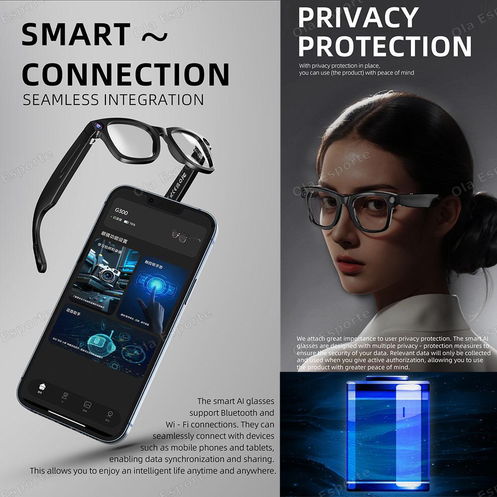 New Smart Glasses 800W Camera Video Recording Photo Album Music Playback Bluetooth Call Image Recognition Glasses For Men Women